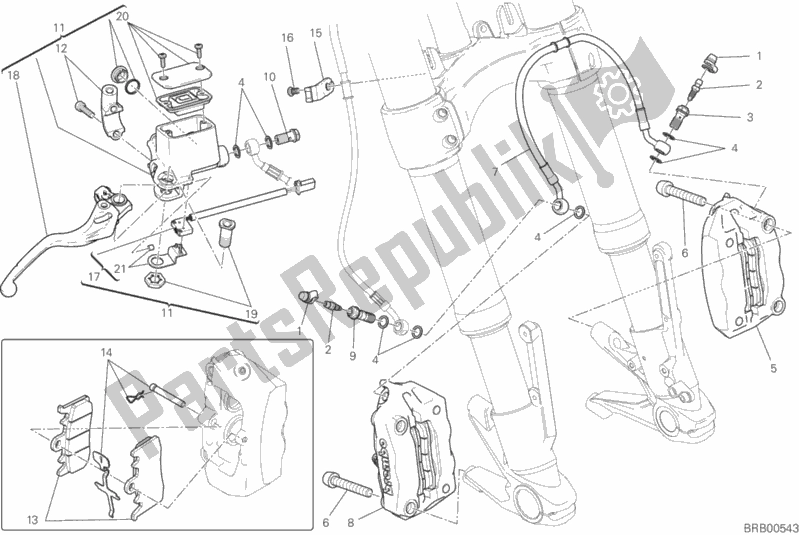 Todas as partes de Sistema De Freio Dianteiro do Ducati Monster 821 Stealth USA 2019